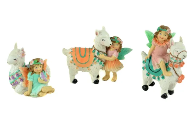 Miniature Fairy Garden Set of 3 Fairies w/ Llamas - Buy 3 Save