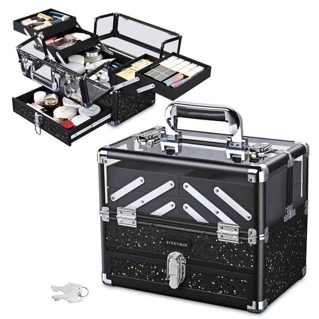 Byootique Cosmetic Train Case  Carrying with Handle Jewelry Box Travel Artists