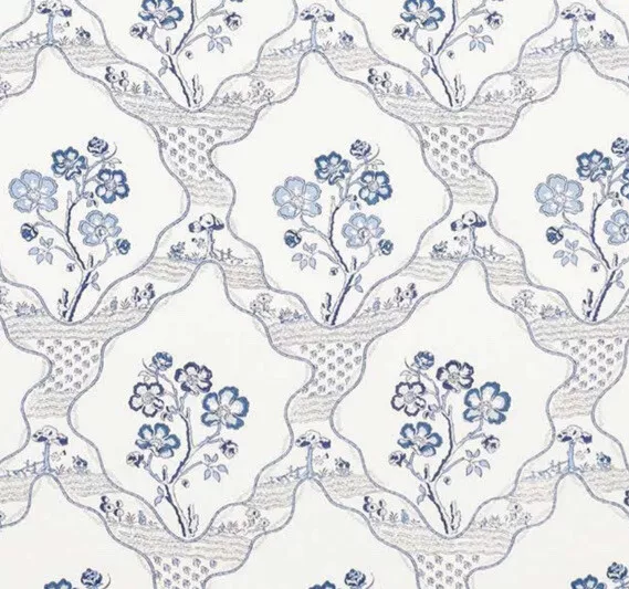 Schumacher Curtain Fabric 'MARELLA - DELFT 1.4 METRES Linen Mix - VOGUE LIVING Schumacher Curtain Fabric 'MARELLA - DELFT 1.4 METRES Linen Mix - VOGUE LIVING
