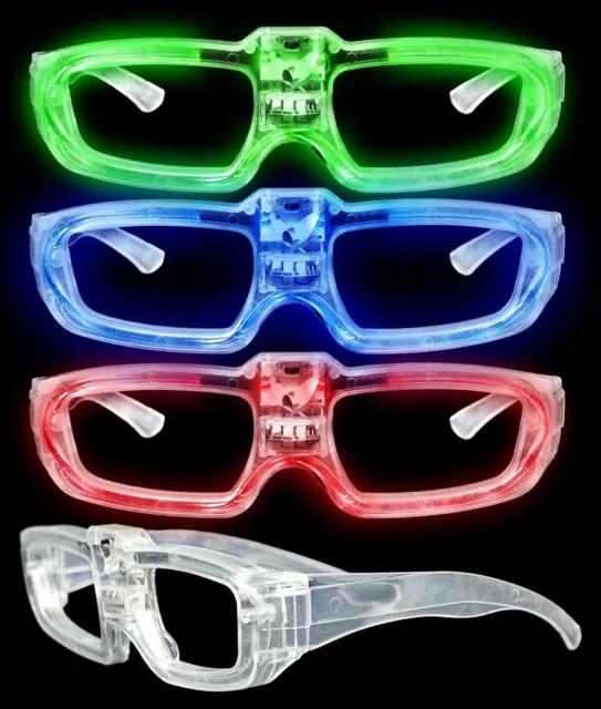 LED Light Up Sound Activated Eye Glasses- Assorted Color 4 PACK