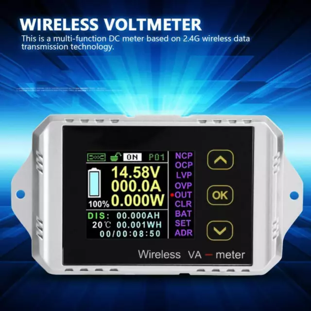 Wireless DC 0~400V 0~300A LCD Digital Combo Panel Volt Amp Power Watt Meter ST