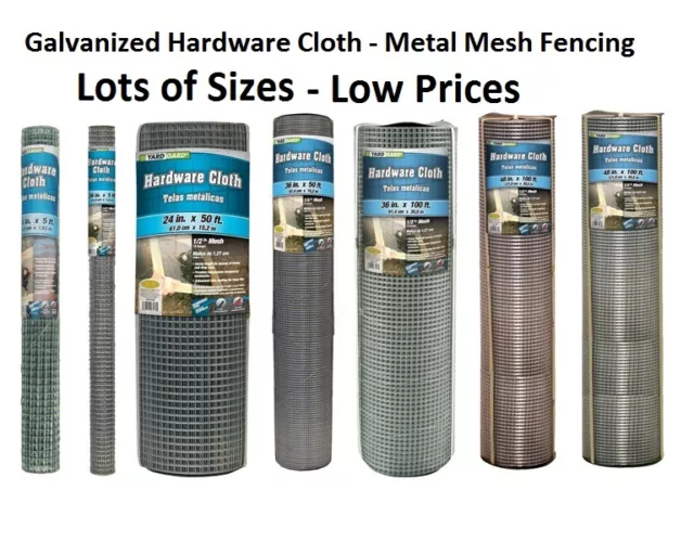 Many Sizes - Galvanized Hardware Cloth - Metal Mesh Fencing Wire