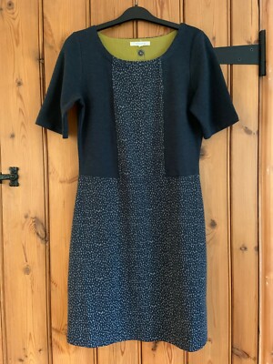 White Stuff short sleeve dress, Size 8, Dark navy with dash/spot pattern