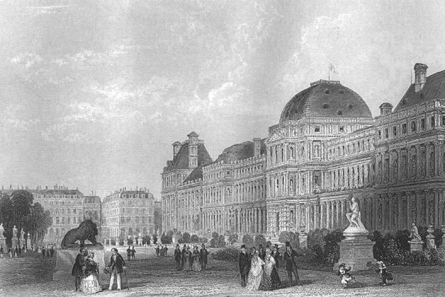 Paris COMMUNE 1871 BURNED DOWN TUILERIES PALACE ~ 1865 Art Print Engraving RARE!