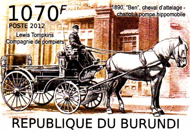 Ungezähnt MNH Feuerwehr Kutsche Pferd Tier Pumpe historisch Fahrzeug / 1497