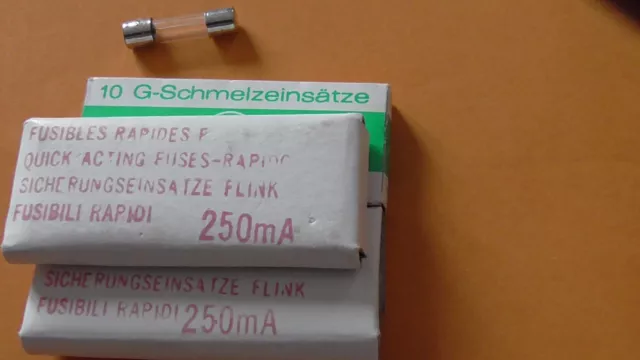 1 Boite de  10 FUSIBLES en VERRE  5x20  250mA Rapide 250V   FSP  FUSIBLE