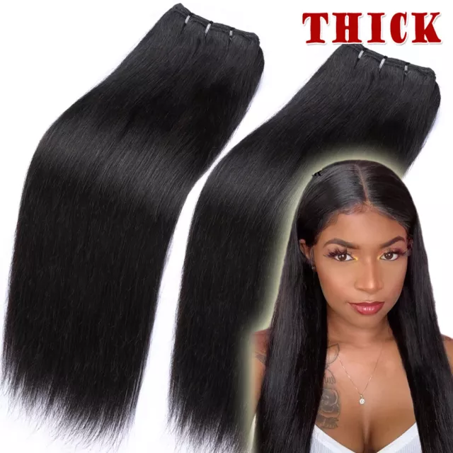 Extra Thick Brazilian Virgin Human Hair Sew in Weave Weft Extensions 1-3 bundles