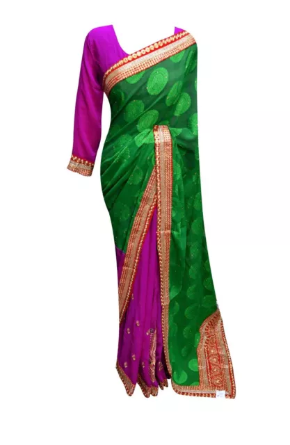 South Indian Half & Half Contrast Ethnic Saree wedding Bollywood Party Wear 7096