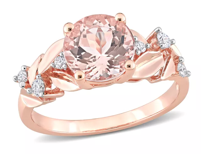 1.75 Carat (ctw) Morganite Floral Ring 10K Pink Gold