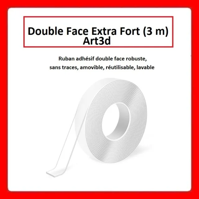 DOUBLE FACE EXTRA Fort Art3d (3 m) Ruban adhésif double face