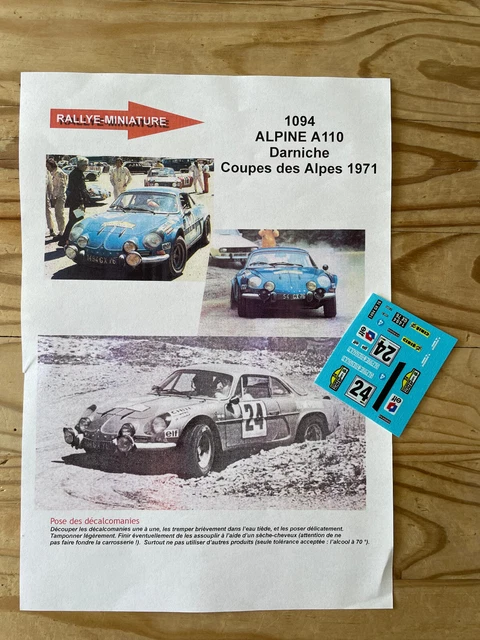 Decals 1/12 Ref 2565 Alpine Renault A110 Therier Rallye Du Maroc 1973