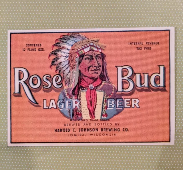 Rose Bud Lager Beer Label-Irtp-Unused-Lomira, Wisconsin