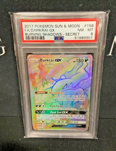 Darkrai GX - 158/147 Burning Shadows (Pokemon) Secret Rare - PSA 8 Graded Card