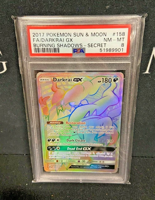 Darkrai GX - 158/147 Burning Shadows (Pokemon) Secret Rare - PSA 8 Graded Card