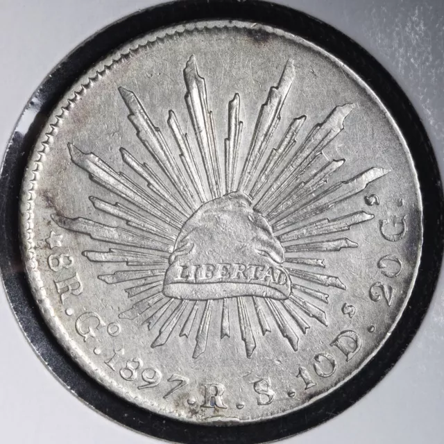 1897 GO RS Republic of Mexico Silver 8 Reales CHOICE AU 784