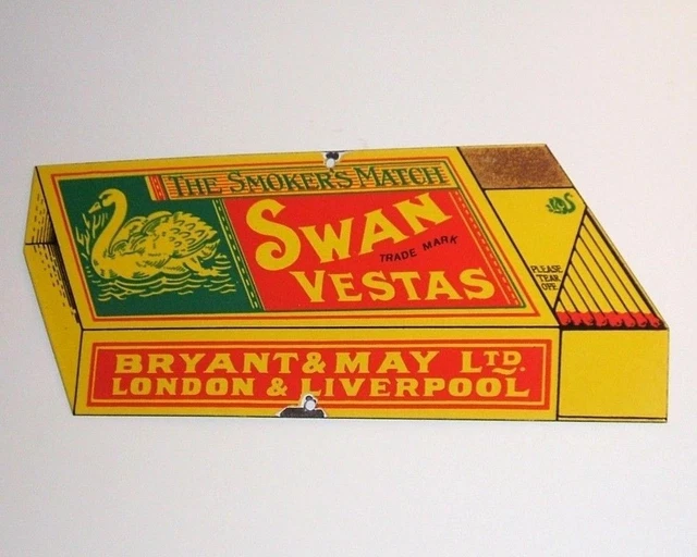 ENAMEL SIGN SWAN Vestas Matches - Famous Match Box Pictorial Image