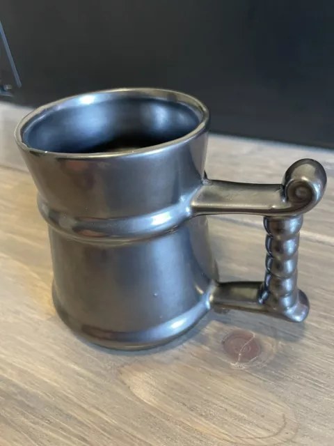 Prinknash Abbey England Mug Metallic Black Glaze Cup Stein 2
