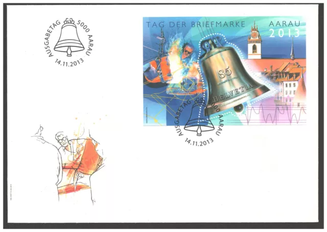 Schweiz 2013 - Mi. Block 55 "Tag der Briefmarke - Aarau" auf FDC