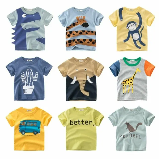 1 PC Bambini Ragazzi Stampa Cartoon T-Shirt Per Estate Neonato Shirts Vestiti