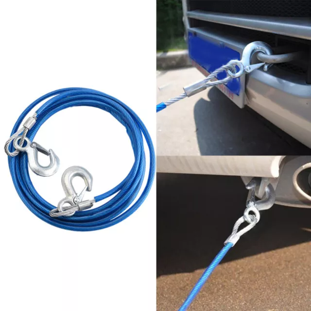 4m Heavy-Duty Emergency Steel Tow Rope Towing Car Recovery Hook 3 Ton 3000KG