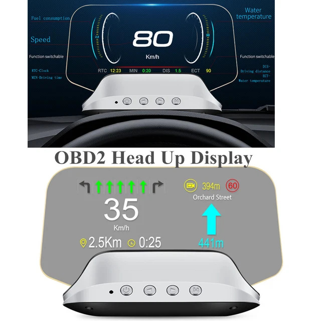 Car SUV OBD2 Head Up Display Navi Mirror GPS HUD Projection Speedometer Alarm