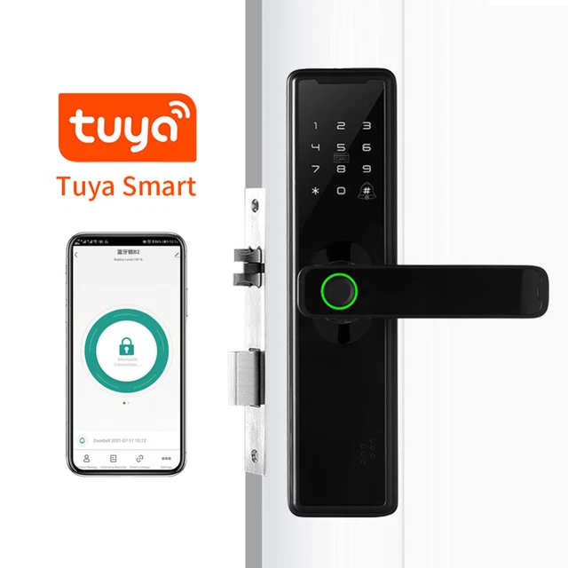 Tuya Wifi Electronic Smart Door Lock With Biometric Fingerprint/Smart Card/Passw