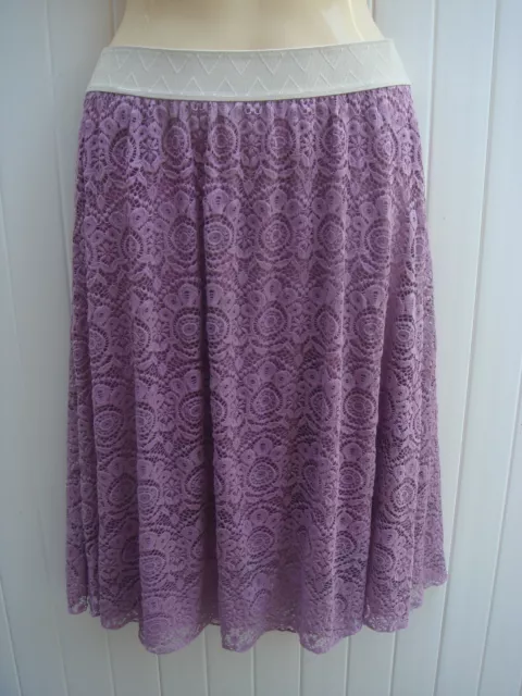 LuLaRoe LOLA L WOMEN'S LAVENDER CROCHET LACE PULL-ON ELASTIC WAIST SKIRT LARGE