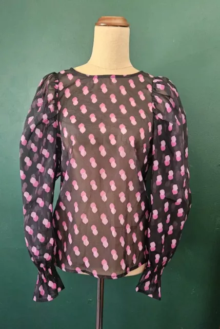 Sheike Size 8 Blouse Sheer Chiffon Puff Sleeve Exc Condition