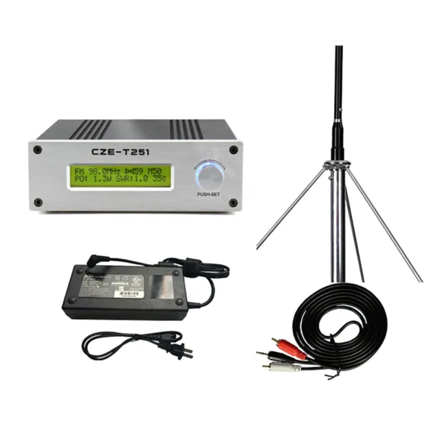 Professional CZE-T251 25W FM transmitter stereo broadcast adjustable &GP Antenna