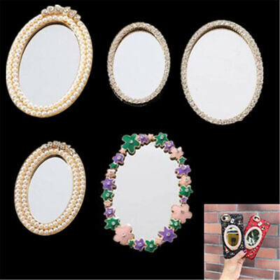 Espejo mixto de flor perla vidrio ovalado con espejo hágalo usted mismo estuche para teléfono móvil accesorio de decoración