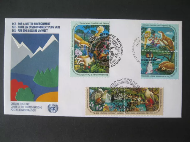 Briefmarken Brief FDC UNO Wien Genf New York FÜR EINE BESSERE UMWELT 1991 (2)