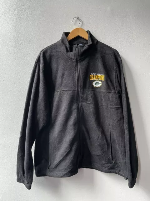 Green Bay Packers Mens 1/4 Zip Fleece Large Black NFL Jumper Super Bowl XLV