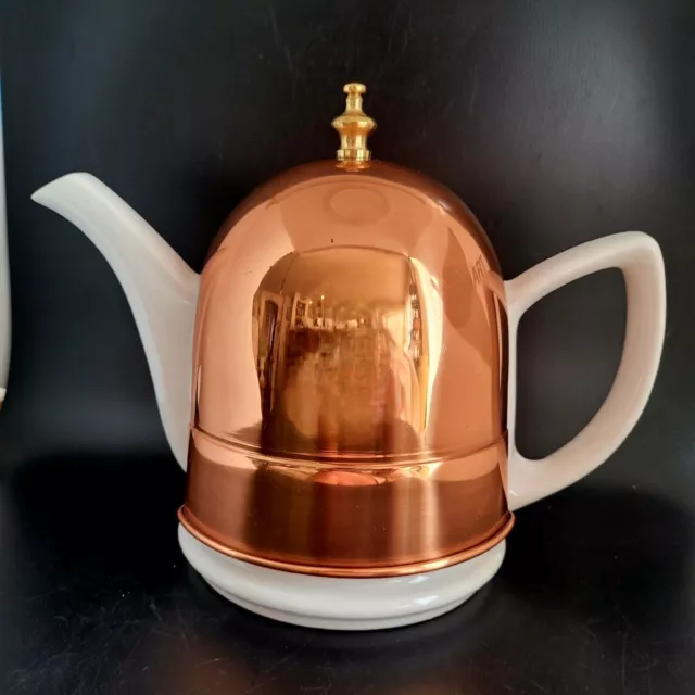 Vintage Ceramic Teapot Copper Tea Cosy