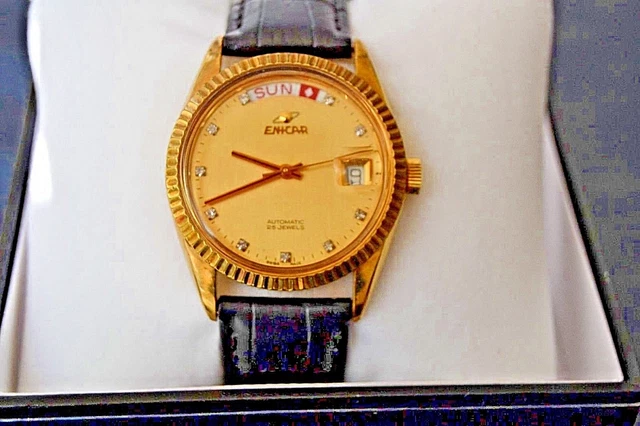 RELOJ ENICAR PRESIDENT Style Caballero Goldplated Automatico Mens