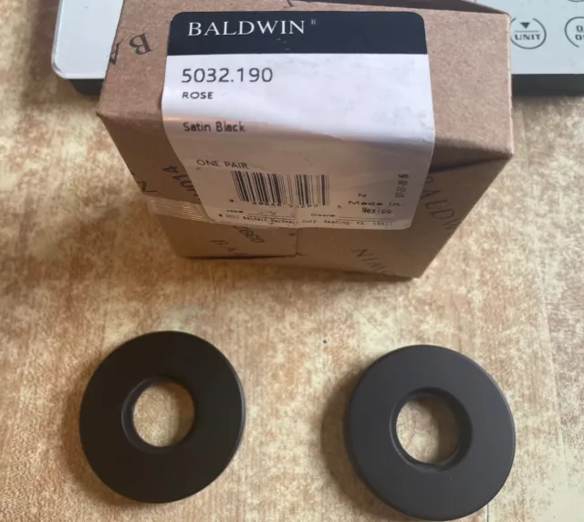 Baldwin Estate Rosette 2.125 in. diam. Dummy Pair Satin Black - 5032.190