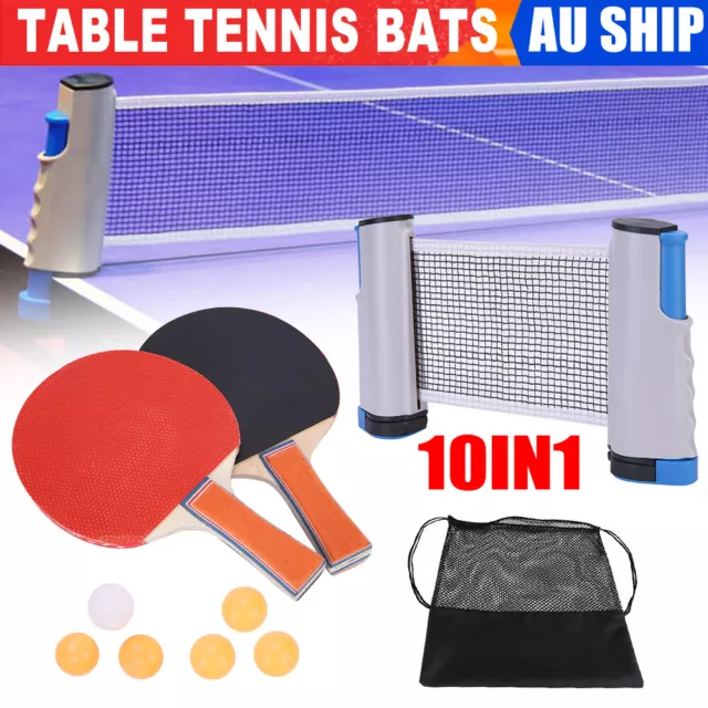 Ping Pong Set Retractable Net Rack 2 Table Tennis Bats 6 Ball Indoor Sport Game