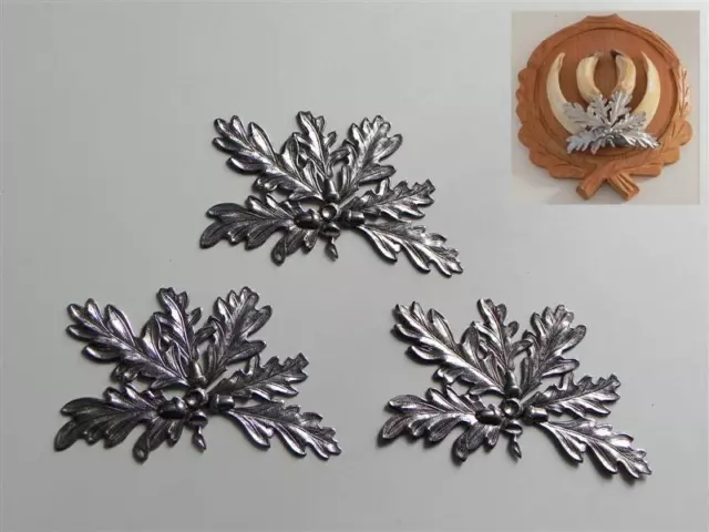 3x Hoja de Roble Portada Plata Armas Jabalí Cubierta Decoración 52.1.4