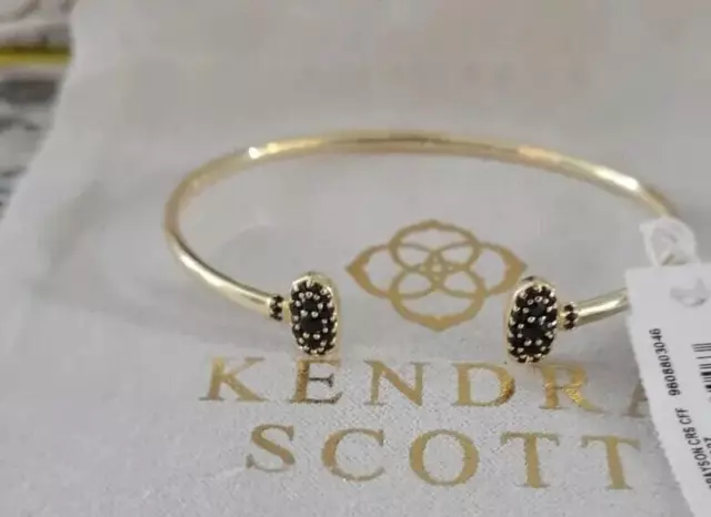 BRAND NEW $60 Kendra Scott Grayson Gold Crystal Cuff Bracelet in Black Spinel