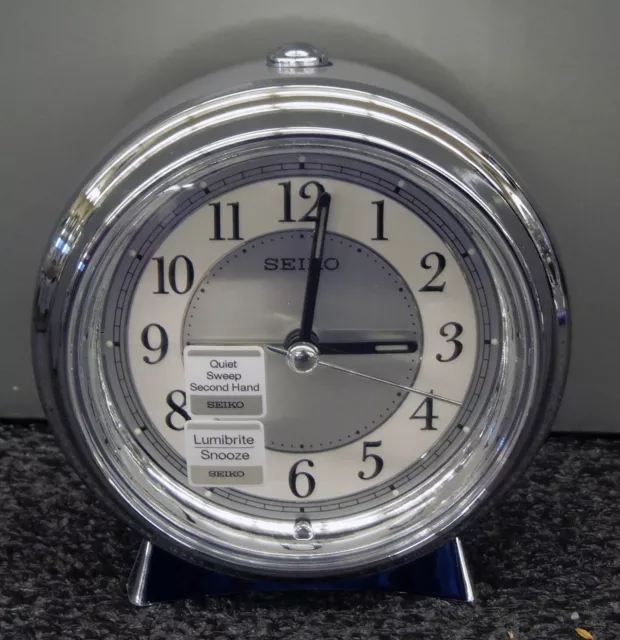 Seiko - Alarm Clock Silver Tone Case With Beep Alarm And Quiet Sweep Qhe132Slh