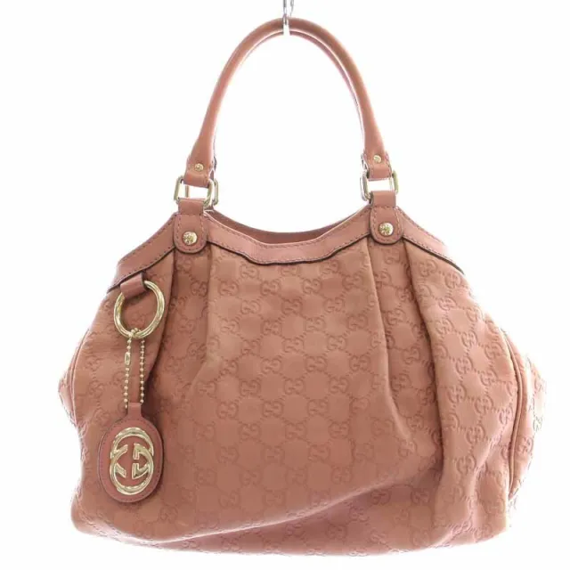 GUCCI GG Ssima Sukey Tote Bag Leather Pink G9217