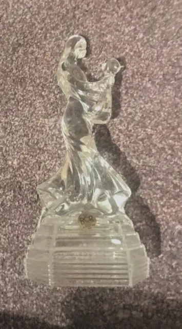 Vintage Royal Crystal Rock (RCR) Mother Child Crystal Glass Figurine Ornament