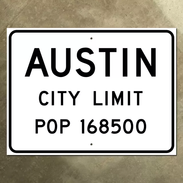 Austin Texas city limit highway marker road sign 1956 12x9