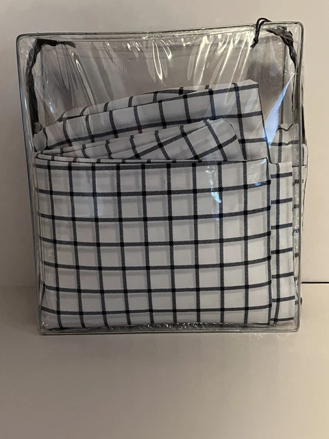 Tommy Hilfiger 3 Piece Blue/White Plaid Twin XL Sheet Set new but washed
