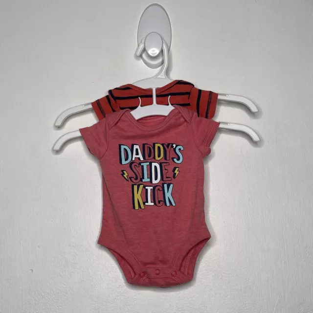 Carters Set Of 2 Newborn Baby Boys One Piece Bodysuit Orange Short Sleeve