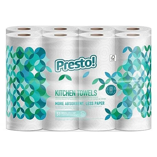 Marque - Presto Rouleaux de cuisine Tad extra absorbants 8 Unité lot de 2 Blanc