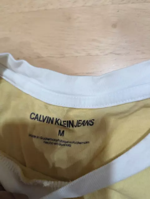 Womens calvin klein jeans yellow short sleeve shirt sz m 2