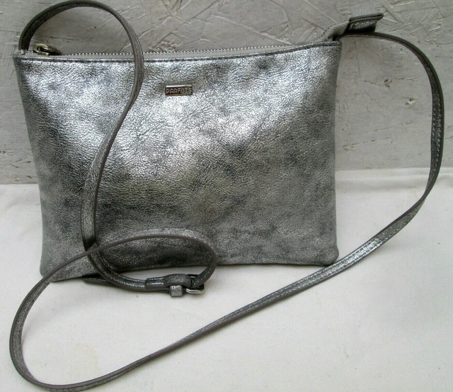 AUTHENTIQUE SAC BANDOULIÈRE PARFOIS en toile argentée vintage bag