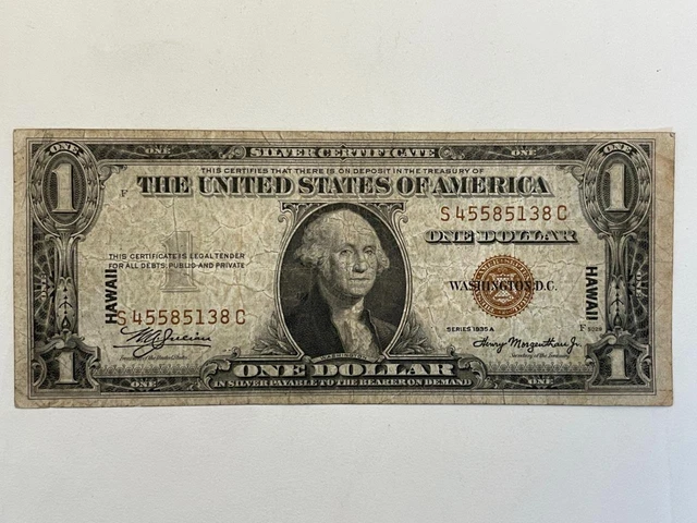 *1935 Series Hawaii Circulated Washington D.c. $1 Silver Certificate   #T170