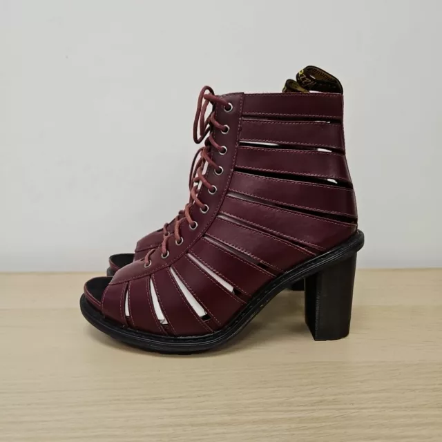 DR MARTENS EMILYANN Chunky Heel Platform Sandals Boots Red Cherry Leather Uk 6 109.99 PicClick UK