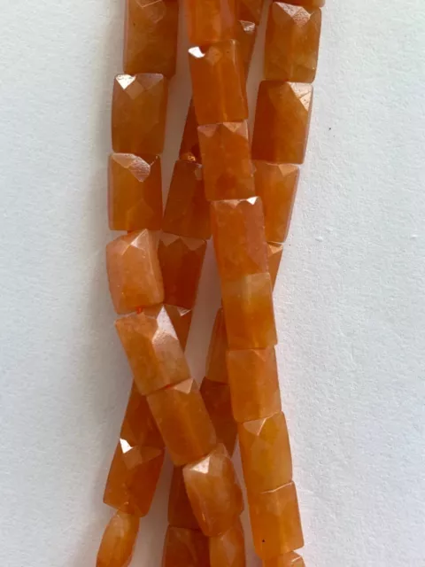 1 Strand Genuine Faceted Rectangle Lt. Carnelian Beads 9x7mm  Great for Earrings